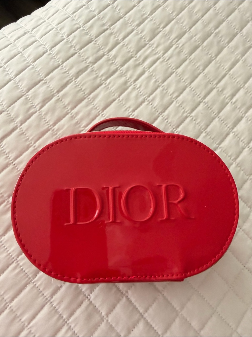 Dior Glossy Red Round Cosmetic Case